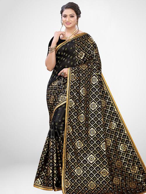 foil printed saree with blouse - 17433593 - Very Small Image - 1