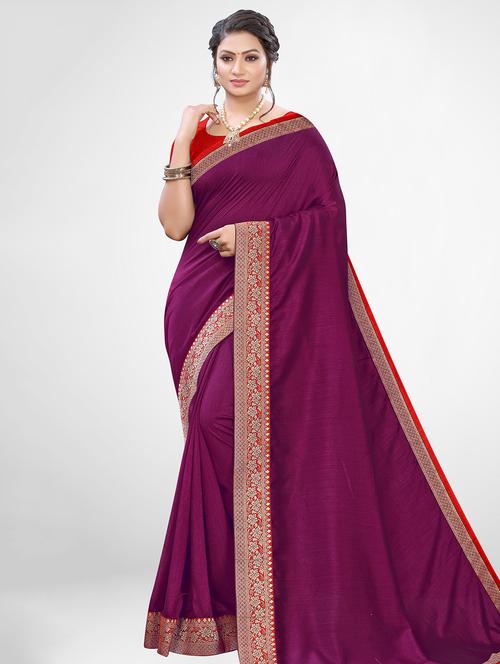 solid plain saree with blouse - 17433597 - Very Small Image - 1