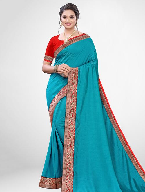 solid plain saree with blouse - 17433599 - Very Small Image - 1