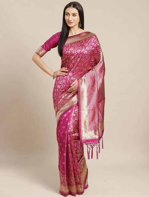 floral banarasi saree - 17433665 - Very Small Image - 1