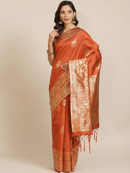floral banarasi saree with blouse - 17433671 - Very Small Image - 1