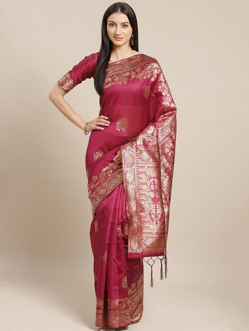 floral banarasi saree with blouse - 17433677 - Very Small Image - 1