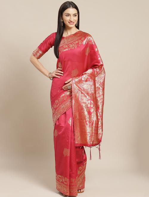 floral banarasi saree with blouse - 17433684 - Very Small Image - 1