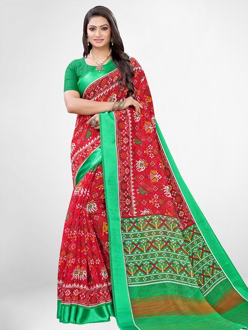 conversational printed saree with blouse - 17433734 - Very Small Image - 1