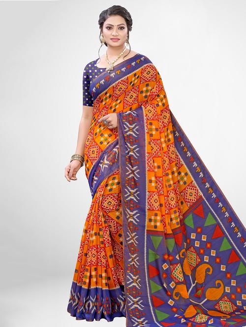 ikat printed saree - 17433761 - Very Small Image - 1