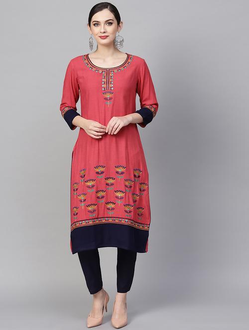 embroidered straight kurta - 17433802 - Very Small Image - 1