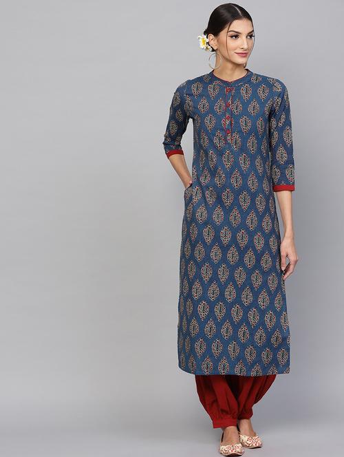 ethnic motif straight kurta - 17433804 - Very Small Image - 1