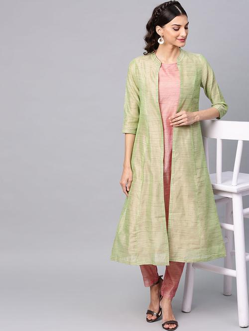 solid kurta with jacket - 17433812 - Very Small Image - 1
