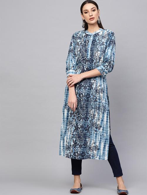 mandarin neck straight kurta - 17433829 - Very Small Image - 1