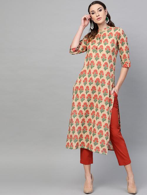 floral straight kurta - 17433842 - Very Small Image - 1