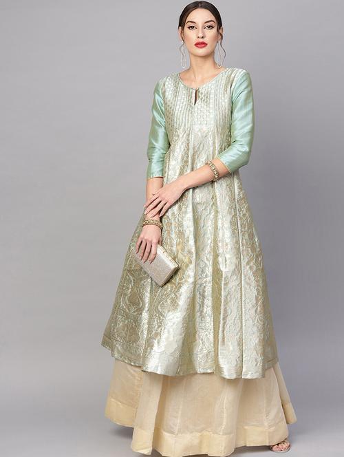 jacquard anarkali kurta - 17433849 - Very Small Image - 1
