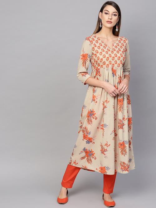 notch neck a-line kurta - 17433856 - Very Small Image - 1