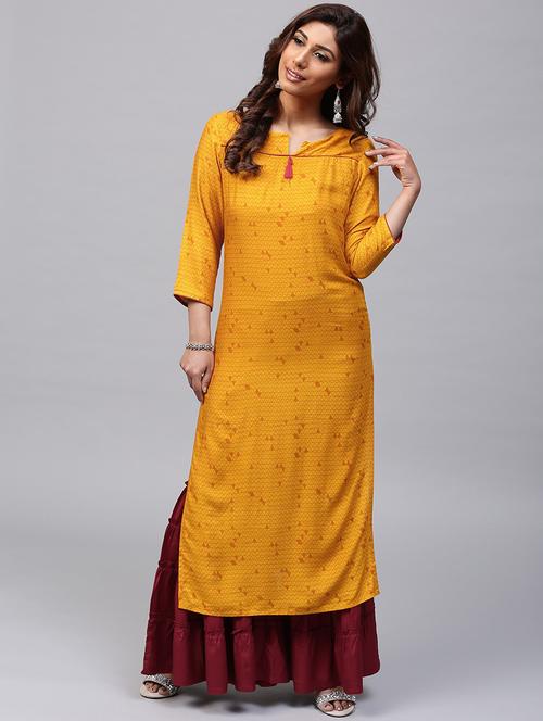 notch neck straight kurta - 17433932 - Very Small Image - 1