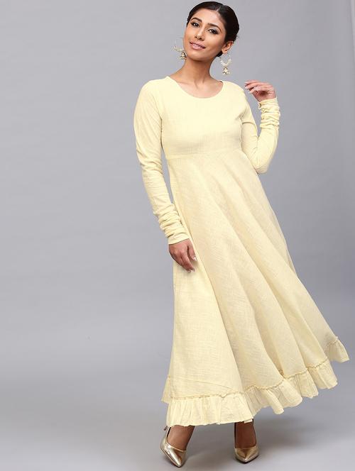 yellow cotton anarkali kurta - 17433934 - Very Small Image - 1