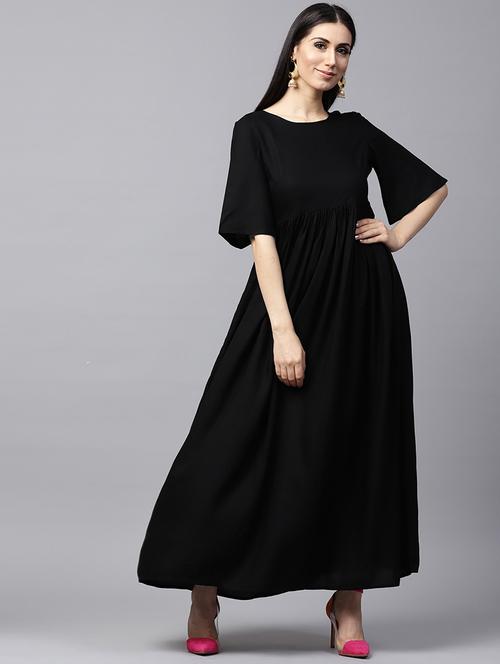black viscose anarkali kurta - 17433950 - Very Small Image - 1
