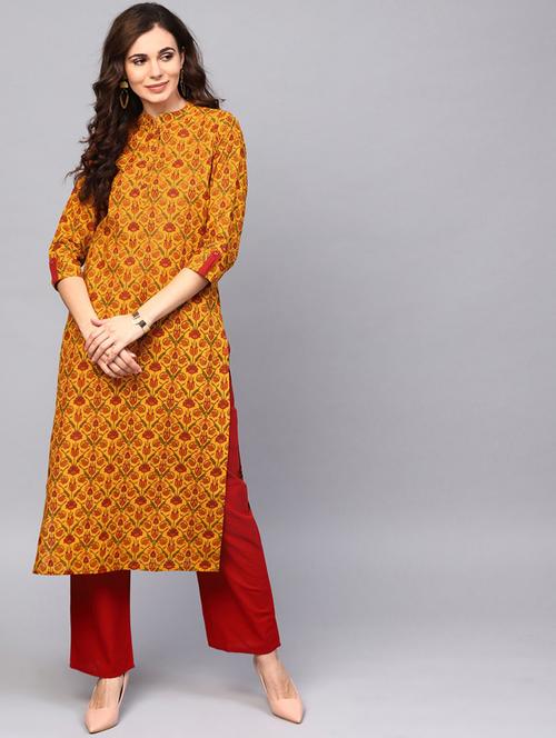 floral straight kurta - 17433977 - Very Small Image - 1