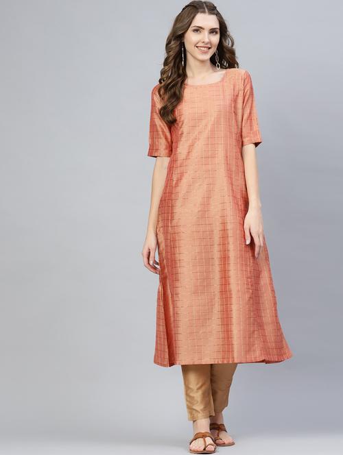 chanderi a-line kurta - 17433982 - Very Small Image - 1