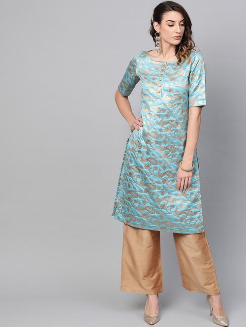 jacquard straight kurta - 17434000 - Very Small Image - 1