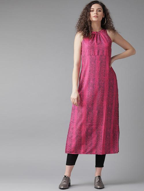 pink viscose straight kurta - 17434047 - Very Small Image - 1