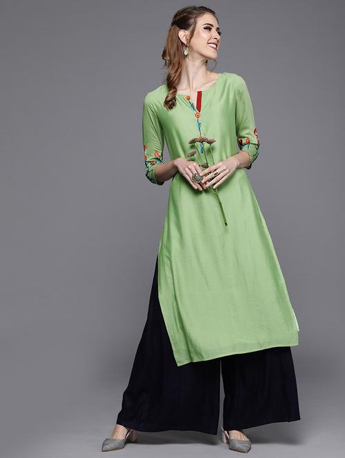 embroidered straight kurta - 17434057 - Very Small Image - 1