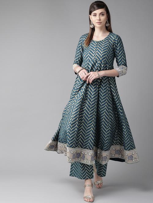 chevron anarkali kurta - 17434069 - Very Small Image - 1