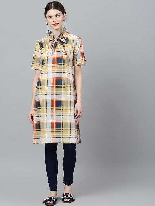 bow detailed checkered kurta - 17434131 - Very Small Image - 1