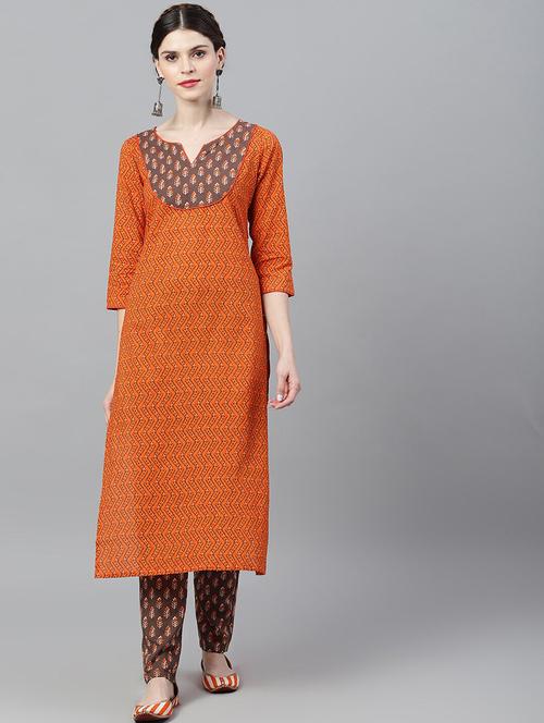 printed straight kurta - 17434147 - Very Small Image - 1