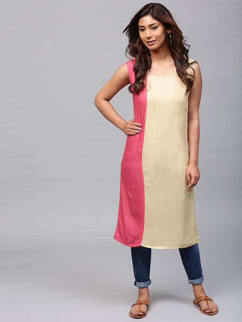color block straight kurta - 17434166 - Very Small Image - 1
