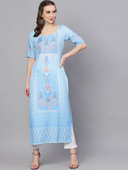 floral straight kurta - 17434264 - Very Small Image - 1