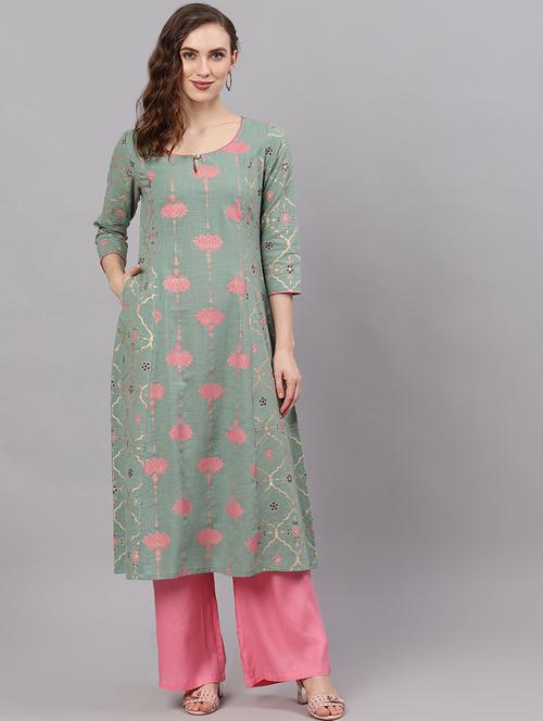 floral a-line kurta - 17434269 - Very Small Image - 1