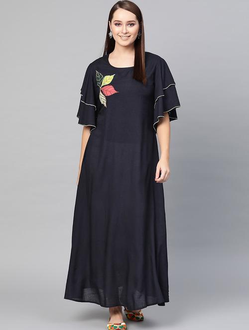 navy blue ethnic dress - 17434382 - Very Small Image - 1