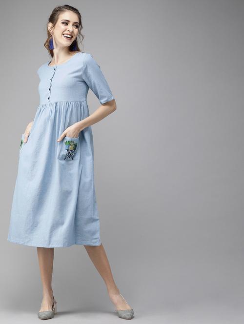 embroidered detail a-line dress - 17434392 - Very Small Image - 1