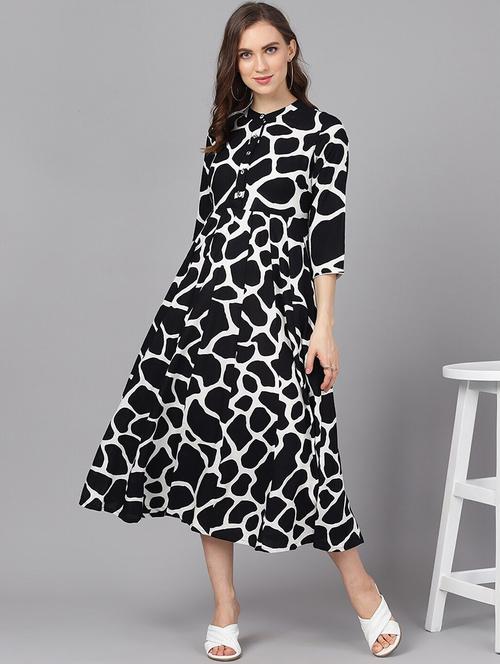printed a-line dress - 17434406 - Very Small Image - 1