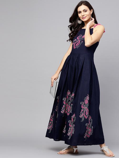 conversational flared ethnic dress - 17434457 - Very Small Image - 1