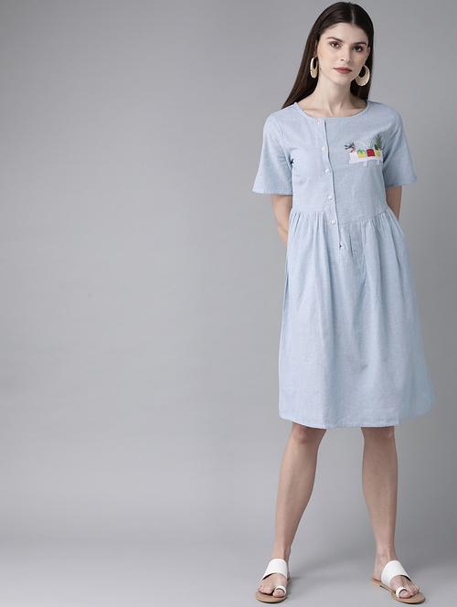 embroidered a-line dress - 17434554 - Very Small Image - 1