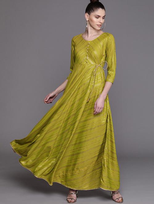 striped flared ethnic dress - 17434595 - Very Small Image - 1