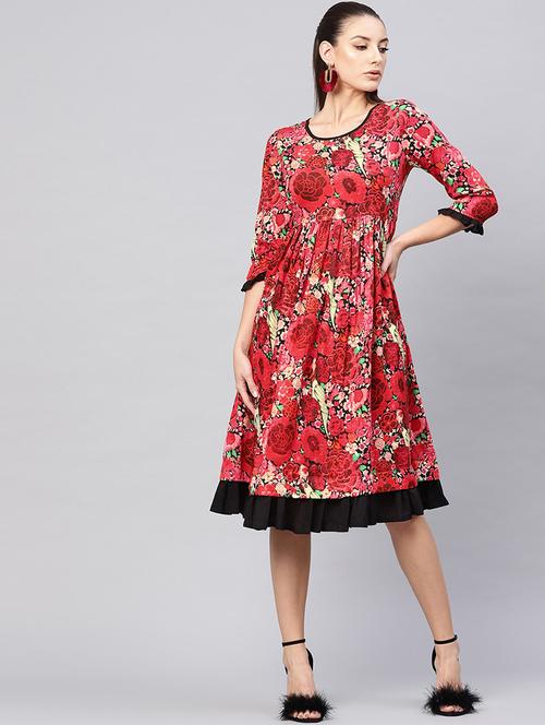 round neck floral skater dress - 17434628 - Very Small Image - 1