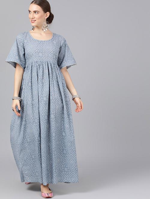 bandhani print flared ethnic dress - 17434640 - Very Small Image - 1