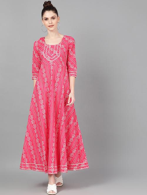 round neck bandhani maxi dress - 17434653 - Very Small Image - 1
