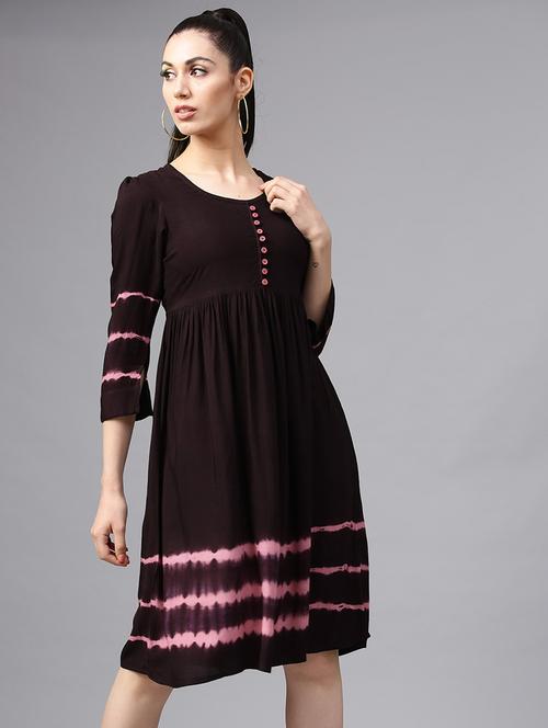round neck tie & dye a-line dress - 17434678 - Very Small Image - 1
