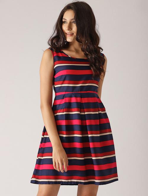 round neck striped skater dress - 17434679 - Very Small Image - 1