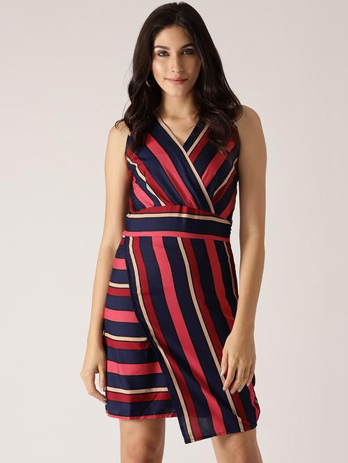 v-neck striped sheath dress - 17434680 - Very Small Image - 1