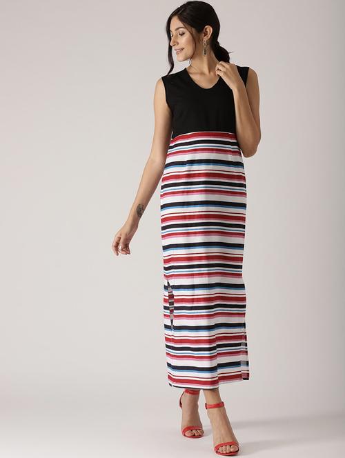v-neck striped maxi dress - 17434684 - Very Small Image - 1