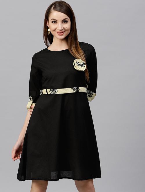 contrast tie back skater dress - 17434688 - Very Small Image - 1