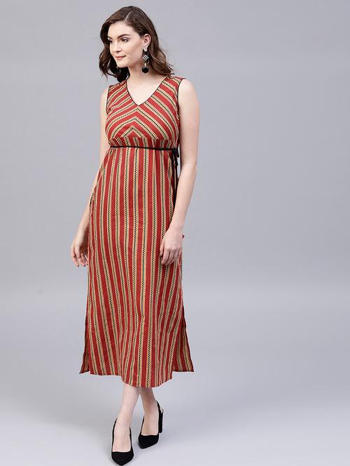 tie front striped a-line dress - 17434692 - Very Small Image - 1
