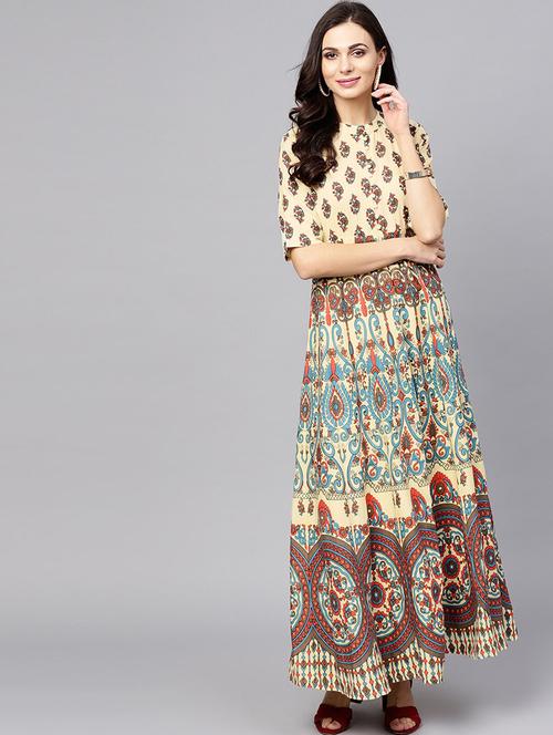 floral maxi ethnic dress - 17434708 - Very Small Image - 1
