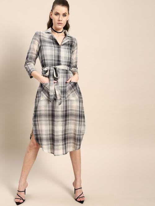 tie front checkered shirt dress - 17434744 - Very Small Image - 1