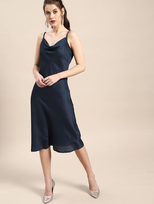 cowl neck solid a-line dress - 17434745 - Very Small Image - 1