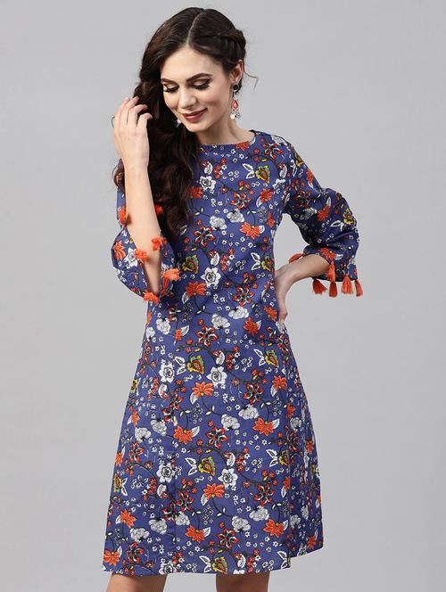 tassel embellished floral a-line dress - 17434754 - Very Small Image - 1