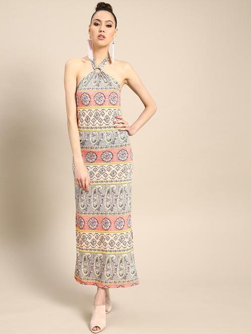 halter neck printed maxi dress - 17434760 - Very Small Image - 1